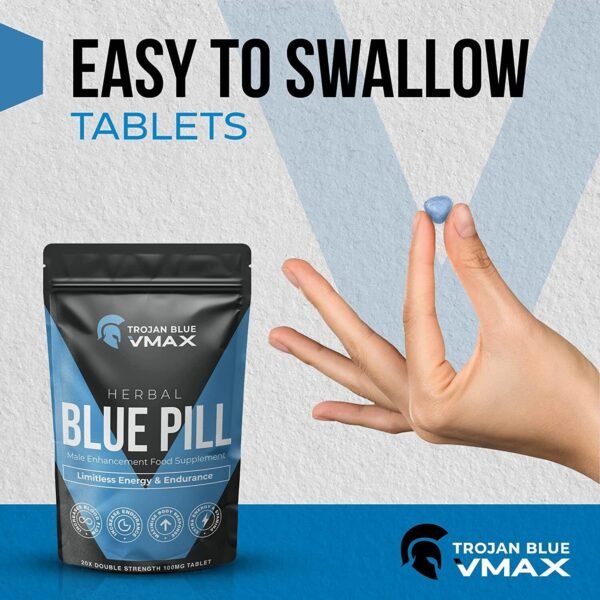 20 x Trojan Blue Vmax | Herbal Supplement Blue Pills for Men | High Strength Performance Powerful Fast Acting