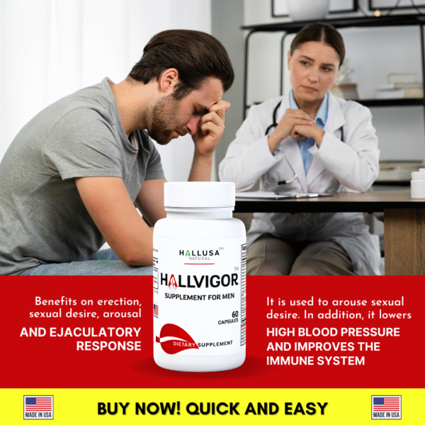 HALLVIGOR Men - Strongest Male Enhancement - Testosterone Men - Booster - 60 Ca