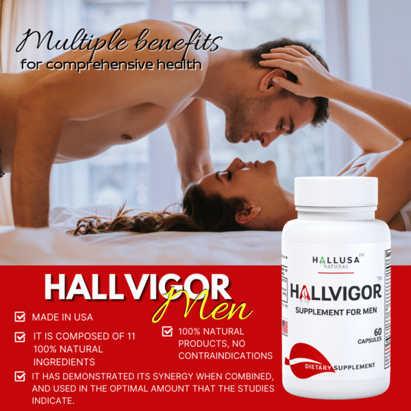 HALLVIGOR Men - Strongest Male Enhancement - Testosterone Men - Booster - 60 Ca