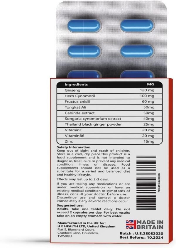 10 Super Man Blue Capsules 100mg Energy Enhancer, Endurance, Stamina & Fast Acting Supplements