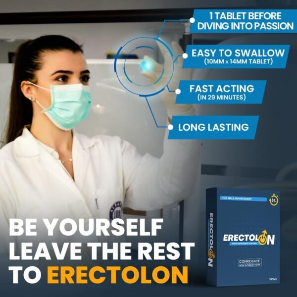 ERECTOLON 10 Ultra Blue Pills for Men - Premium Male Enhancing Pill for Growth Power & Strong Performance - Extra Strong Energy Support Herbal Supplement Tablets for Prolonged Stamina and Boost Force